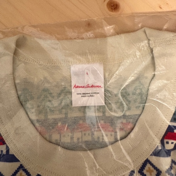 Adult Holiday Long John pajamas top - mountain village - Picture 4 of 4